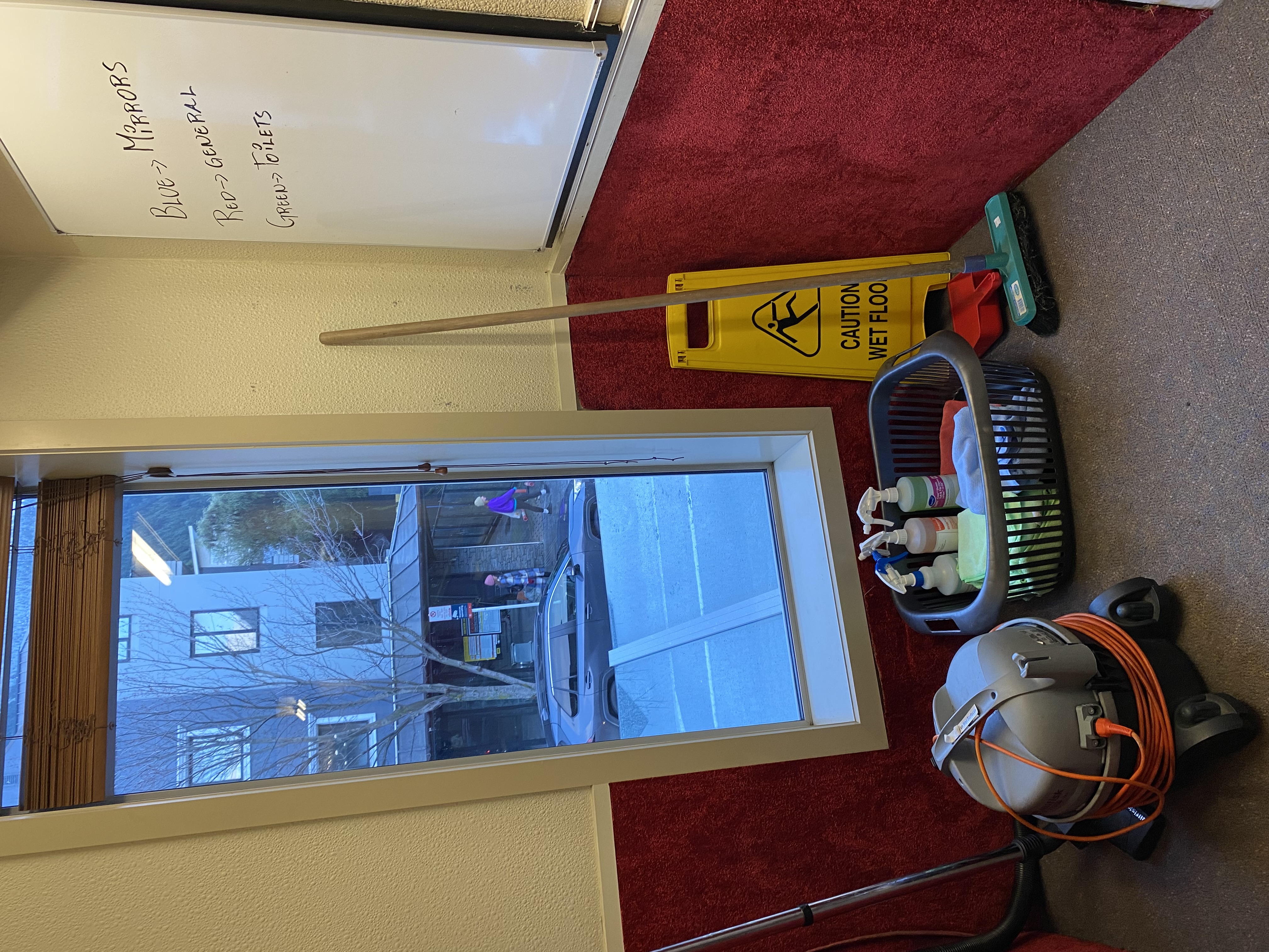 Cleaning equipment station at Staff Lodge